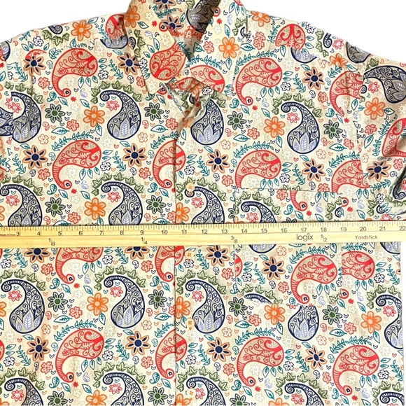 Mens Alan Flusser Longsleeve Bright Vivid Paisley Button Down Shirt Size Small - Picture 6 of 8